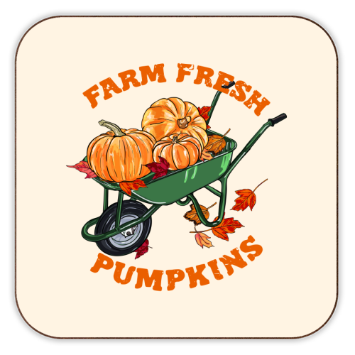 Farm Fresh Pumpkins Vintage Fall Illustration - personalised beer coaster by EZbie