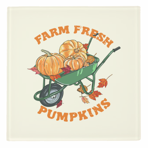 Farm Fresh Pumpkins Vintage Fall Illustration - personalised beer coaster by EZbie