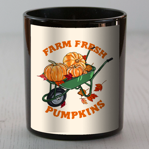 Farm Fresh Pumpkins Vintage Fall Illustration - scented candle by EZbie