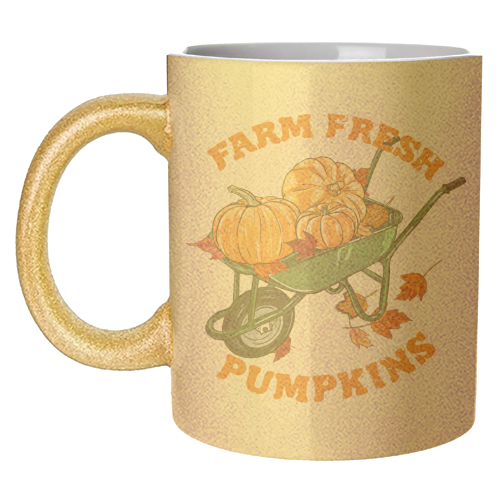 Farm Fresh Pumpkins Vintage Fall Illustration - unique mug by EZbie