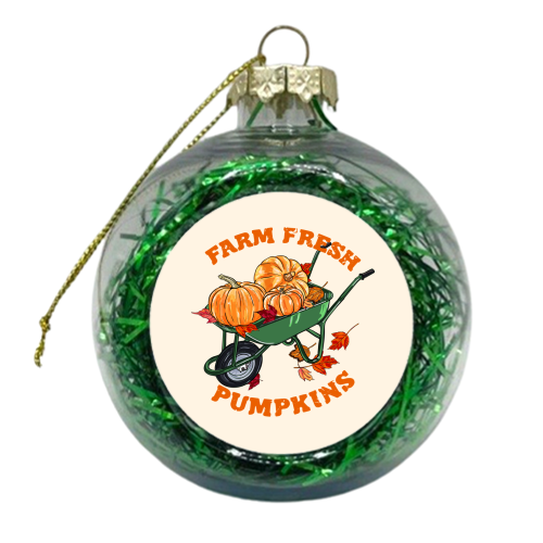 Farm Fresh Pumpkins Vintage Fall Illustration - xmas bauble by EZbie