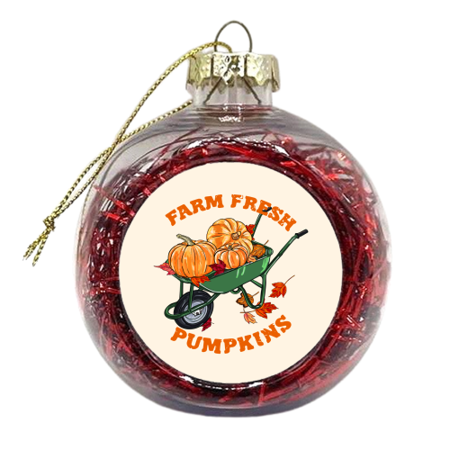 Farm Fresh Pumpkins Vintage Fall Illustration - xmas bauble by EZbie