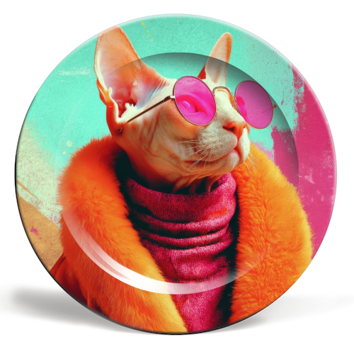 Fashion Sphynx - ceramic dinner plate by DejaReve