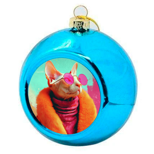 Fashion Sphynx - colourful christmas bauble by DejaReve