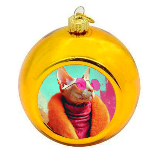 Fashion Sphynx - colourful christmas bauble by DejaReve