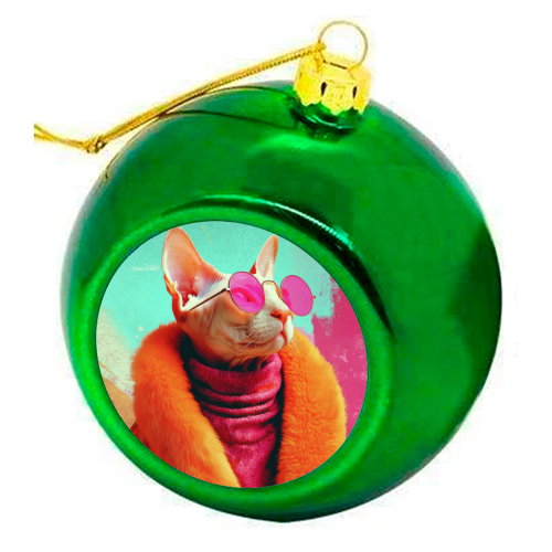 Fashion Sphynx - colourful christmas bauble by DejaReve