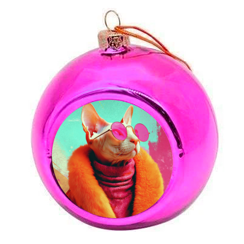 Fashion Sphynx - colourful christmas bauble by DejaReve