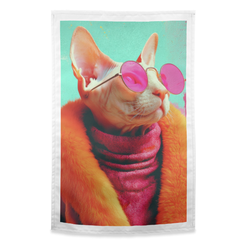 Fashion Sphynx - funny tea towel by DejaReve