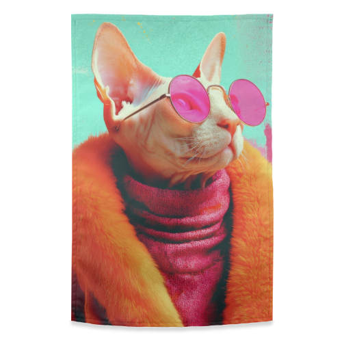 Fashion Sphynx - funny tea towel by DejaReve