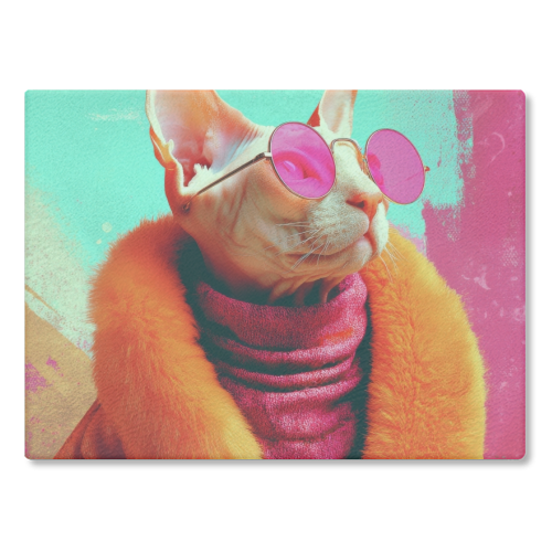 Fashion Sphynx - glass chopping board by DejaReve