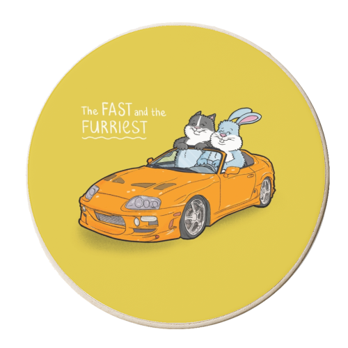 Fast and the Furriest - personalised beer coaster by Carl Batterbee