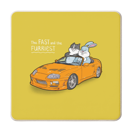 Fast and the Furriest - personalised beer coaster by Carl Batterbee
