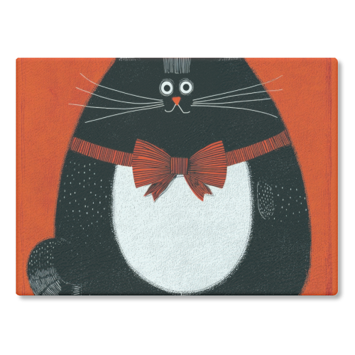 Fat Christmas mood - glass chopping board by DejaReve