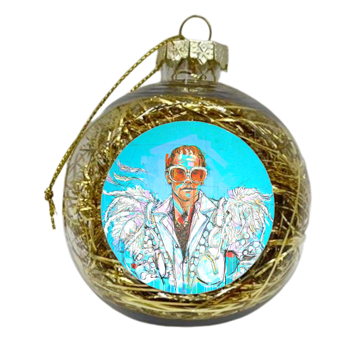 Feathered Neon Blue - xmas bauble by Laura Selevos