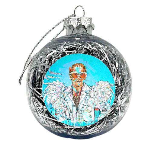 Feathered Neon Blue - xmas bauble by Laura Selevos