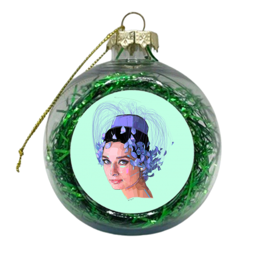 Feathery Audrey - xmas bauble by Beverley Rae