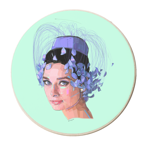 Feathery Audrey - personalised beer coaster by Beverley Rae