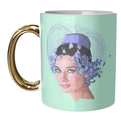Feathery Audrey - unique mug by Beverley Rae