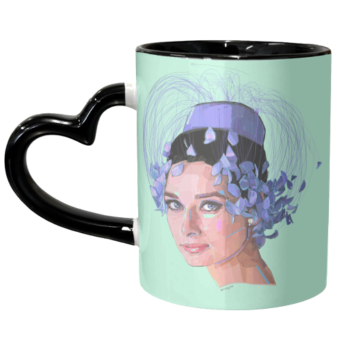 Feathery Audrey - unique mug by Beverley Rae