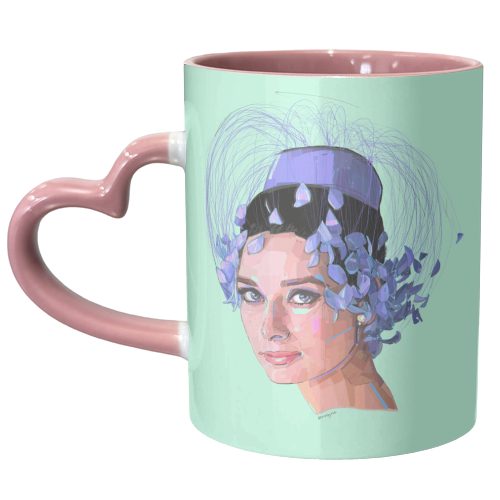 Feathery Audrey - unique mug by Beverley Rae