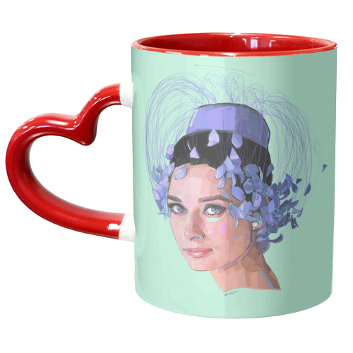 Feathery Audrey - unique mug by Beverley Rae