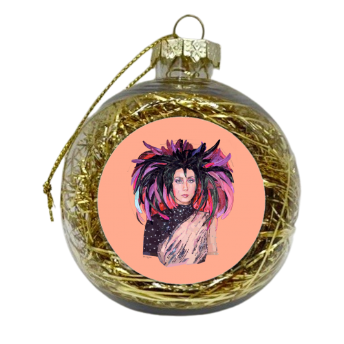 Feathery Cher - xmas bauble by Beverley Rae