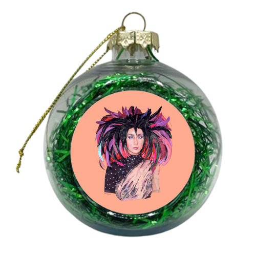 Feathery Cher - xmas bauble by Beverley Rae