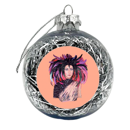 Feathery Cher - xmas bauble by Beverley Rae