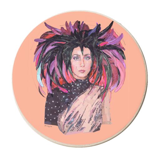 Feathery Cher - personalised beer coaster by Beverley Rae