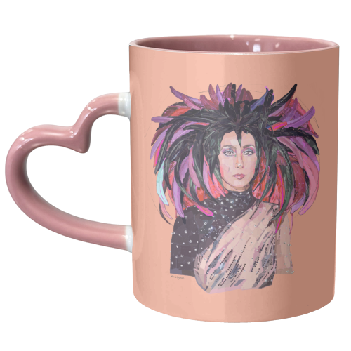 Feathery Cher - unique mug by Beverley Rae