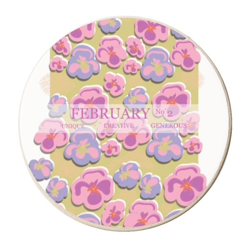 February Flowers - Violet - personalised beer coaster by Yaz Raja