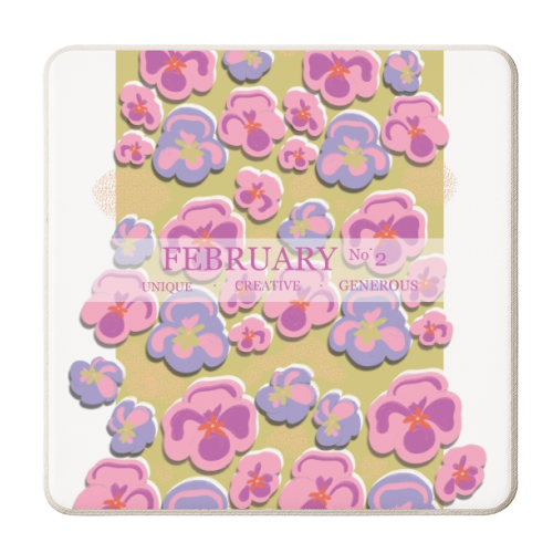 February Flowers - Violet - personalised beer coaster by Yaz Raja