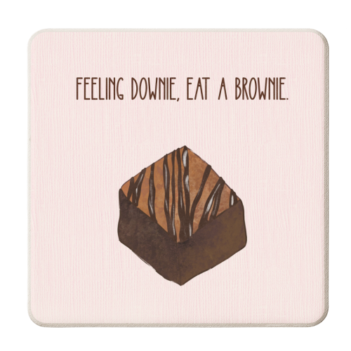 Feeling Downie, Eat a Brownie - personalised beer coaster by Lisa Wardle