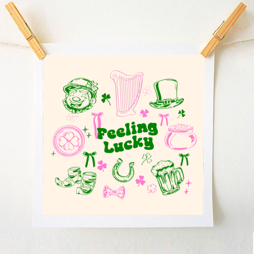 Feeling Lucky Cute St Patrick's Day Aesthetic - A1 - A4 art print by EZbie