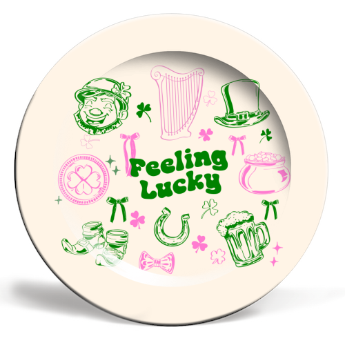 Feeling Lucky Cute St Patrick's Day Aesthetic - ceramic dinner plate by EZbie