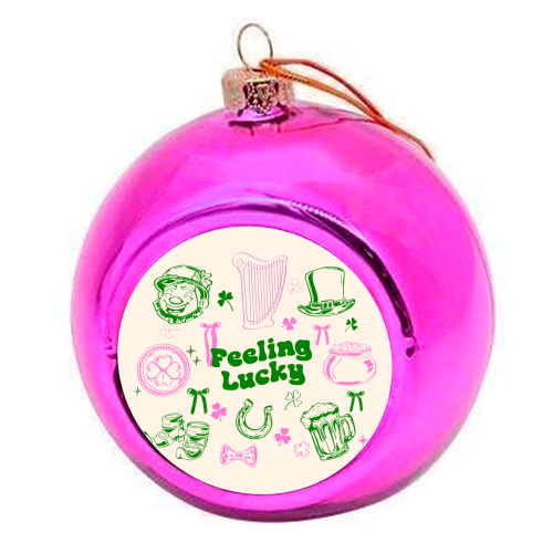Feeling Lucky Cute St Patrick's Day Aesthetic - colourful christmas bauble by EZbie
