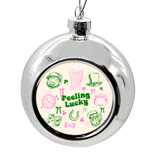 Feeling Lucky Cute St Patrick's Day Aesthetic - colourful christmas bauble by EZbie