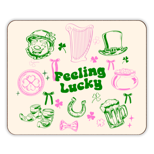 Feeling Lucky Cute St Patrick's Day Aesthetic - designer placemat by EZbie