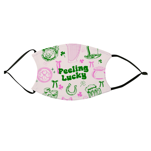Feeling Lucky Cute St Patrick's Day Aesthetic - face cover mask by EZbie