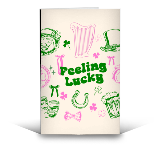 Feeling Lucky Cute St Patrick's Day Aesthetic - funny greeting card by EZbie