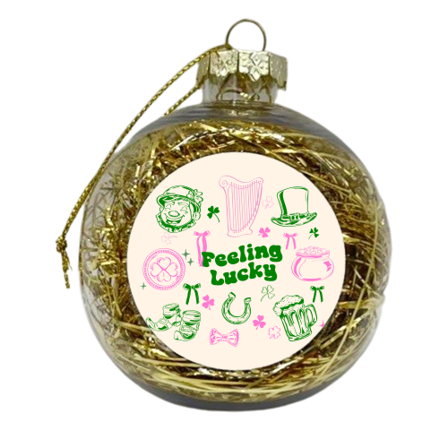Feeling Lucky Cute St Patrick's Day Aesthetic - xmas bauble by EZbie