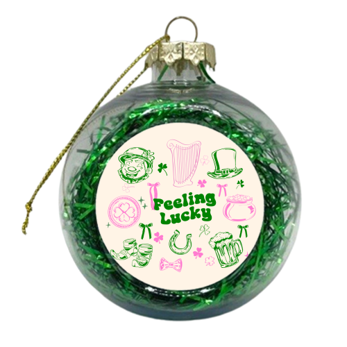 Feeling Lucky Cute St Patrick's Day Aesthetic - xmas bauble by EZbie