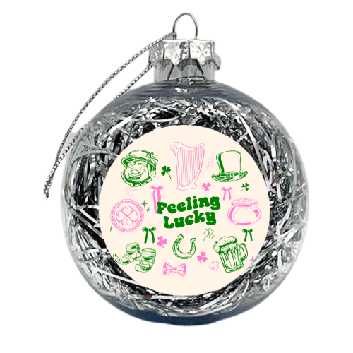 Feeling Lucky Cute St Patrick's Day Aesthetic - xmas bauble by EZbie