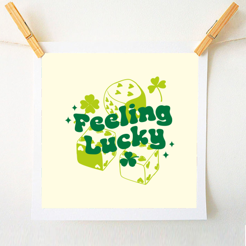 Feeling Lucky Dice and Shamrock St Patrick's Aesthetic - A1 - A4 art print by EZbie
