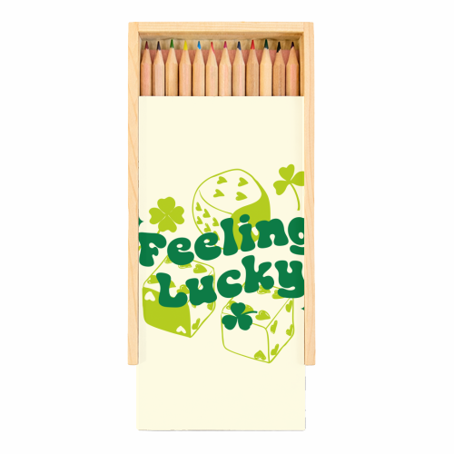 Feeling Lucky Dice and Shamrock St Patrick's Aesthetic - Coloured Pencils with Box by EZbie