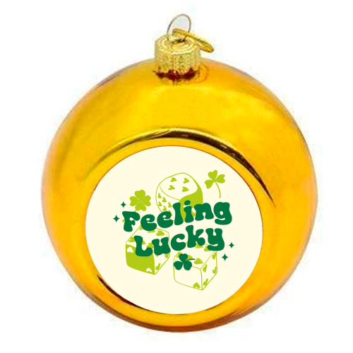 Feeling Lucky Dice and Shamrock St Patrick's Aesthetic - colourful christmas bauble by EZbie