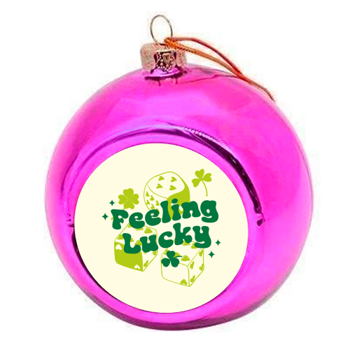 Feeling Lucky Dice and Shamrock St Patrick's Aesthetic - colourful christmas bauble by EZbie