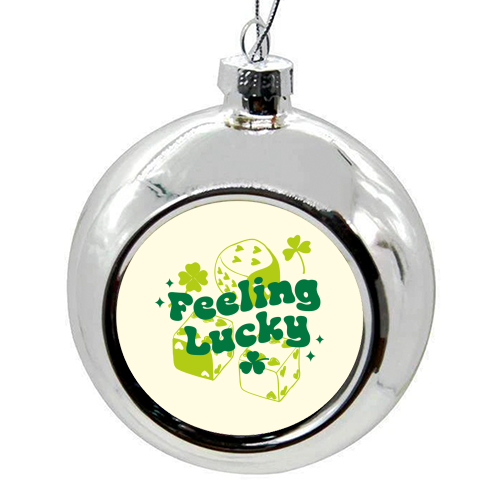Feeling Lucky Dice and Shamrock St Patrick's Aesthetic - colourful christmas bauble by EZbie