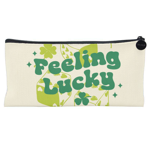 Feeling Lucky Dice and Shamrock St Patrick's Aesthetic - flat pencil case by EZbie