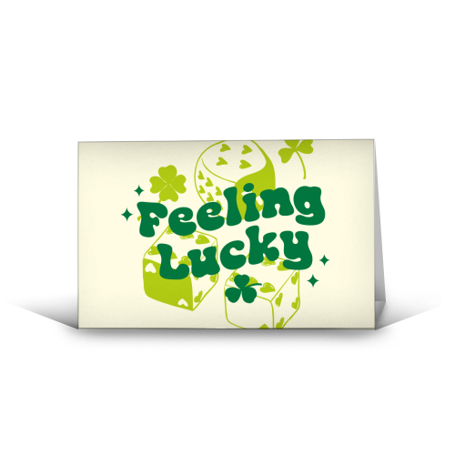Feeling Lucky Dice and Shamrock St Patrick's Aesthetic - funny greeting card by EZbie
